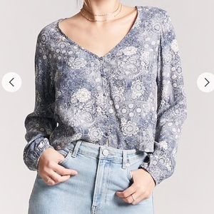 Forever 21 blouse button down shirt cropped